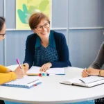 놀이치료사 협회 가입과 활동 - **A dynamic workshop on play therapy innovation in France.**
    **Prompt:** "A diverse group of adu...