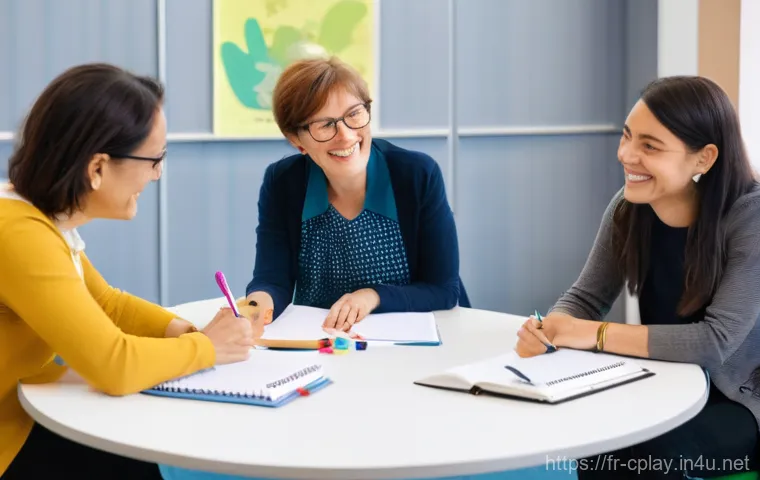 놀이치료사 협회 가입과 활동 - **A dynamic workshop on play therapy innovation in France.**
**Prompt:** "A diverse group of adu...
