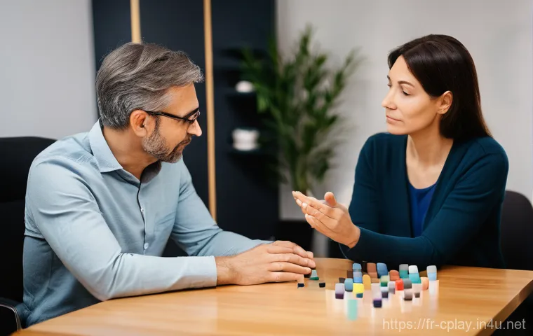 놀이치료사 협회 가입과 활동 - **A dynamic workshop on play therapy innovation in France.**
    **Prompt:** "A diverse group of adu...