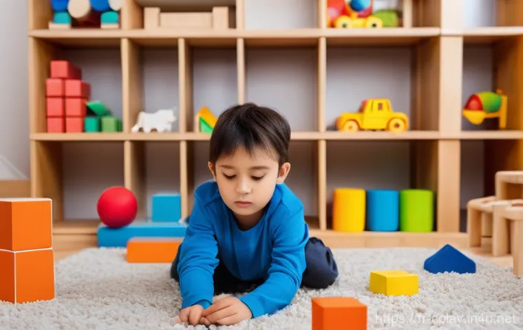 놀이치료에서의 놀이 상징 해석 - **Prompt 1: The Emotional Architect**
"A highly detailed, realistic photograph of a young child ...