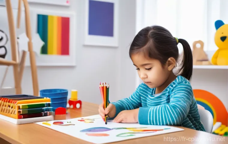 놀이치료사 국제 자격증 취득법 - **Understanding Emotions Through Creative Play:**
"A sensitive and heartwarming scene in a brigh...