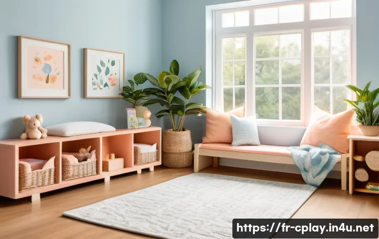 놀이치료사의 직업 만족도 향상 방법 - A warm and inviting play therapy room designed for children, featuring soft pastel colors like light...